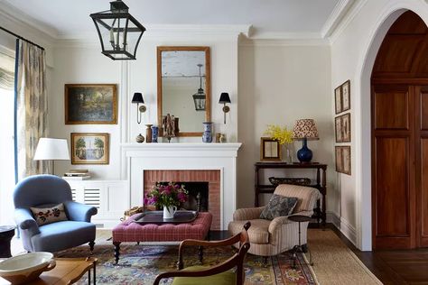 30 Vintage Living Room Ideas for Extra Throwback Flair | Hunker Brick Fireplace Mantles, Mcgrath Ii, Parlor Room, Brooklyn Brownstone, English Country Decor, English Country Style, Brooklyn Heights, Country Living Room, Vintage Living Room