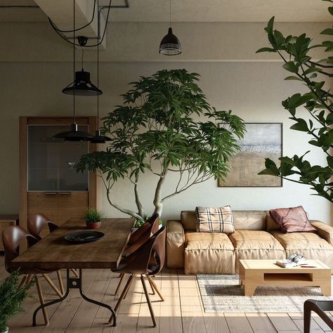 Japandi Green, Minimalism Living, Casa Vintage, Stil Boho, Botanic Garden, Decoration Inspiration, House Room, Living Room Inspo, Dream Rooms