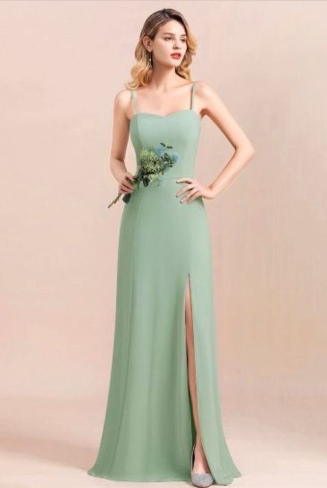 Frock For Bridesmaid, Elegant Sage Green Dress, Long Sage Green Dress, Pale Green Bridesmaid Dresses, Bridesmaid Dresses Western, Dusty Sage Green Bridesmaid Dresses, Bridesmaid Dress Patterns, Sage Green Formal Dress, Fancier Outfits