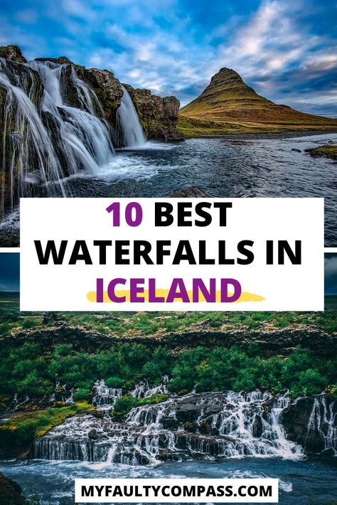 The waterfalls in Iceland are among the best in the world - close to nature (most do not even have ropes alongside the falls!) & with beautiful landscapes (from looming glaciers to lava fields!). Make sure you visit the top 10 best Iceland waterfalls! Read on for the list of the best waterfalls in Iceland, complete with details on the location of the waterfall, how to get to it and the GPS location for each for your Iceland waterfalls map. #myfaultycompass #iceland #icelandwaterfalls #waterfalls Waterfalls In Iceland, Bucket List Europe, Iceland Map, Things To Do In Iceland, Iceland Travel Guide, Iceland Travel Tips, Thingvellir National Park, Iceland Waterfalls, Trip To Iceland