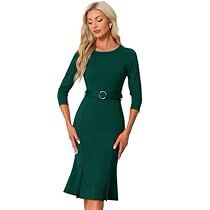 Dresses Dark Green, Sheath Dresses, Office Wear Women, High Fashion Outfits, Elegant Office, Fishtail Dress, Belt Design, Tailored Dress, Work Dress