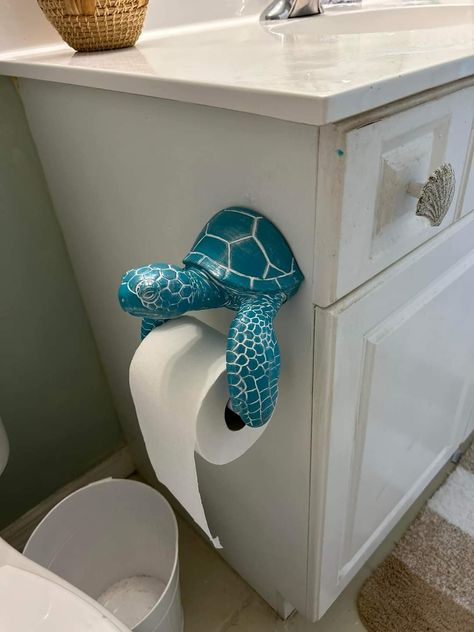 Sea Theme Bathroom Diy Decorating Ideas, Underwater Themed Bathroom, Surf Room Decor, Ocean Bathroom, Coastal Bathroom Decor, Beach Room Decor, Surf Room, Wall Mount Toilet, Turtle Decor