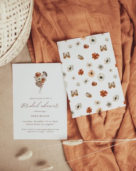 October Bridal Shower Ideas, Fall In Love Bridal Shower Ideas, Shower Vibes, Fall In Love Bridal Shower, Wildflower Bridal Shower, Fall Bridal Shower Invites, Wedding Shower Decorations, Flower Theme, Fall Bridal Shower