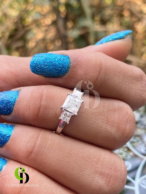 2 CT Princess Cut Moissanite Ring, Three Stone Engagement Ring, 3 Stone Ring, Squared Diamond Ring, Wedding Ring For Women, Anniversary Gift, Cluster Diamonds 🔹 ITEM DETAILS ❥ Gemstone: Moissanite ❥ Shape: Princess Cut  ❥ Clarity: VVS ❥ Color: D Colorless ❥ Stone Weight- 2.00 CT [7MM Center], 1.000 CTW Side Stones ❥ Base Metal: 925 Sterling Silver / 10K Solid Gold / 14K Solid Gold 🔹 OUR SERVICES ❥ Free Shipping to all countries orders. ❥ Any problems or questions don't hesitate to get in touch Engagement Ring 3 Stone, Ring 3 Stone, Square Diamond Rings, Diamond Ring Wedding, 3 Stone Ring, Ring Three Stone, Wedding Ring For Women, Princess Cut Moissanite, Three Stone Engagement Ring