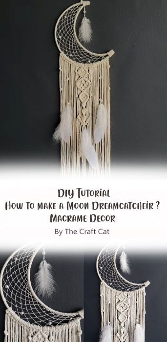 Moon Dreamcatcher Free Macrame Tutorial - Carolinamontoni.com Rope Dream Catcher, Macrame Dream Catcher Pattern, Moon Macrame Diy, Macrame Dream Catcher Diy Tutorials, Macrame Dream Catcher Diy, Moon Shaped Dream Catcher, Macrame Moon Dream Catcher, Dream Catcher Crafts, Dreamcatcher Ideas