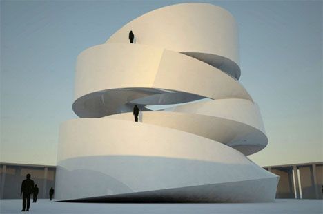 Spiral Architecture buddhist 1 Sacred Architecture, Religious Architecture, Interesting Buildings, Amazing Buildings, Unique Buildings, Spiral Staircase, Futuristic Architecture, Architectural Inspiration, Contemporary Architecture