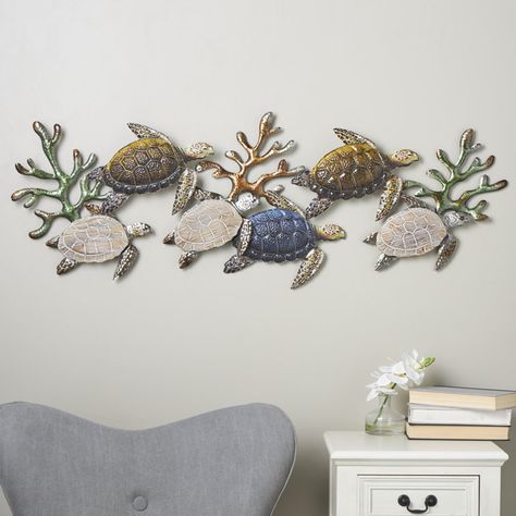 On Metal Textual Art Wall Decor With Wood, Decor With Wood, Turtle Homes, Turtle Wall Decor, Decorative Wall Sculpture, Turtle Decor, Star Wall Art, Metal Wall Sculpture, Textual Art