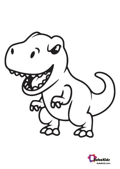 Kids Dinosaurs T-Rex Coloring Page Printable Free Collection of dinosaurs coloring pages for teenage printable that you can download and print. #Dinosaurs, #TRex Cartoon Dinosaur Drawing Easy, Cute Trex Tattoo Ideas, Trex Dinosaur Drawing, T Rex Coloring Page, Dinosaurs Drawing, T Rex Drawing, Dinosaur Coloring Sheets, Cute T Rex, Dinosaur Printables