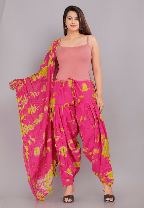 Patiala Salwar with Matching Chunni Set indian Pajama with scarf, Semi stitched salwar with Dupatta, Yoga Trouser Harem Pants tie dye pants Doti Salwar, Doti Salwar Dress, Cotton Dhoti Salwar Suit, Pink Bandhani Print Semi-stitched Salwar Kameez, Semi Patiyala Pant, Salwar Materials, Yoga Trousers, Tie Dye Pants, Patiala Salwar