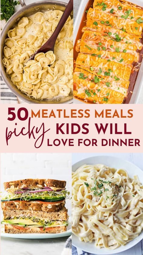 Looking for kid-friendly vegetarian meals that won't bust your budget? These simple, meatless recipes are easy to make, familiar to kids, and perfect for keeping your grocery bill low! Recipes For Dinner Without Meat, Clean Recipes For Kids, Simple Meatless Dinners, Fast Easy Vegetarian Meals, Meatless Dinner Ideas For Kids, Simple No Meat Dinners, Easy Recipes No Meat, Easy Meatless Monday Recipes, Easy No Meat Recipes