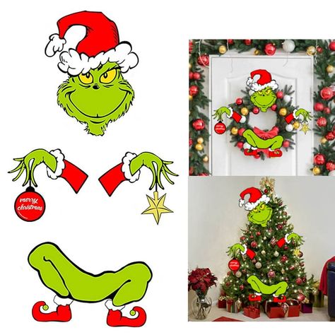 Office Decorations For Christmas, Grinch Christmas Decorations Ideas, Small Tree Topper, Christmas Decorations For Tree, Grinch Christmas Tree Topper, O Grinch, Funny Tree, Grinch Decor, Home Party Decorations