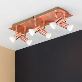 Consul 6-Way Rectangular Ceiling Spotlight in Copper  This fitting features adjustable heads enabling you to direct the light any way you wish  With a choice of bulb colours, you can suit the lighting to any room in the house  Requires 6 x GU10 LED bulbs Spotlight Lighting, Ceiling Spotlights, Light Fittings, Track Lighting, Led Bulb, Light Up, The House, Kitchens, Wall Lights