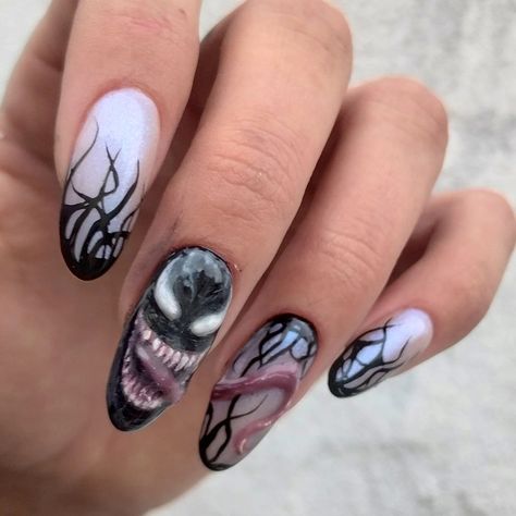 Venom Nail Art, Venom Nails, Venom, Nail Inspo, Acrylic Nails, Nail Art, Nails, Halloween, Quick Saves