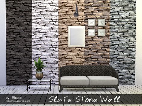 The Sims Resource: Slate Stone Wall by Rirann • Sims 4 Downloads Sims 4 Wall Colors, Sim4 Furniture, Slate Stone Wall, Cc Finds Sims 4, Sims 4 Cc Walls, Sim4 Cc, Rock Floor, Furniture Cc, Alpha Cc