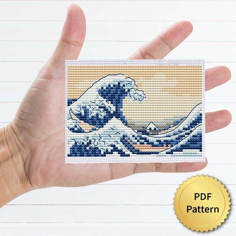 Unique Cross Stitch, The Great Wave, Design Number, Great Wave Off Kanagawa, Katsushika Hokusai, Color Printer, Gifts For Art Lovers, Miniature Art, Letter Size