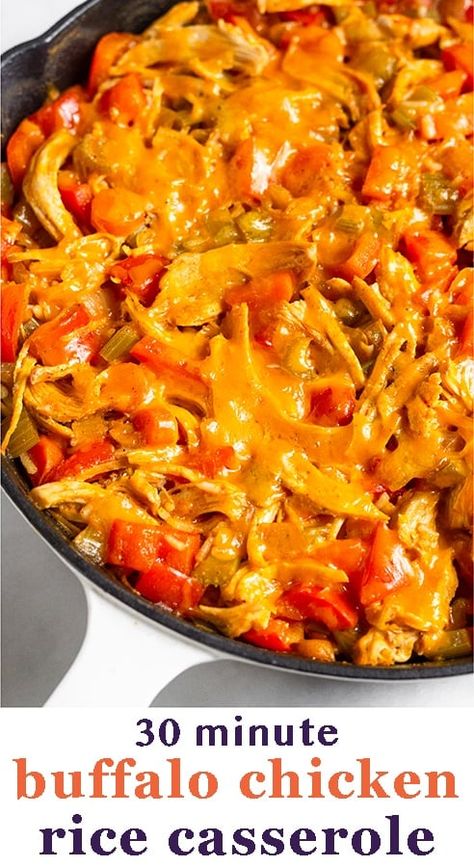 Buffalo Chicken And Rice, Chicken Casserole With Rice, Shredded Chicken Rice, Chicken Rice Veggies, Buffalo Chicken Rice Bowl, Shredded Chicken Casserole, Buffalo Chicken Rice, Casserole With Rice, Chicken Casserole Recipes Healthy