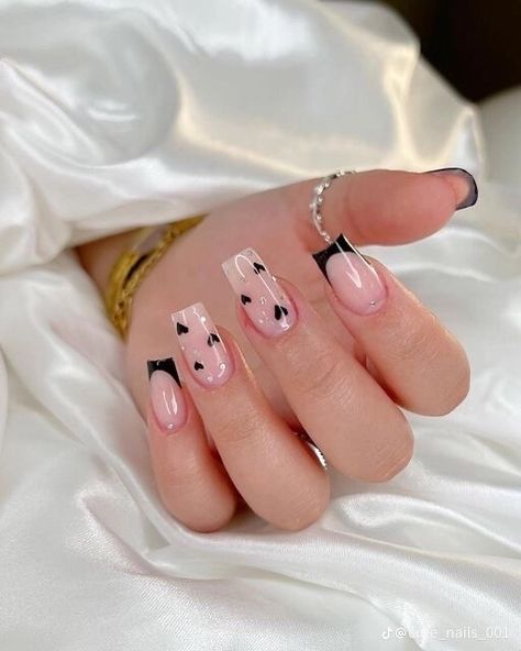 Beauty Hacks Nails, Gel Nail Art Designs, Blush Nails, French Acrylic Nails, Pretty Nail Art Designs, Short Square Acrylic Nails, Black Nail Designs, Black Nail, Pink Acrylic Nails