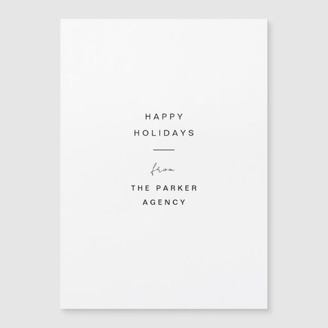 Minimalist Holiday Cards, Elegant Christmas Cards, Corporate Christmas Cards, Corporate Holiday Cards, Minimal Typography, Black And White Christmas, Business Holiday Cards, Happy Holiday Cards, Minimal Christmas