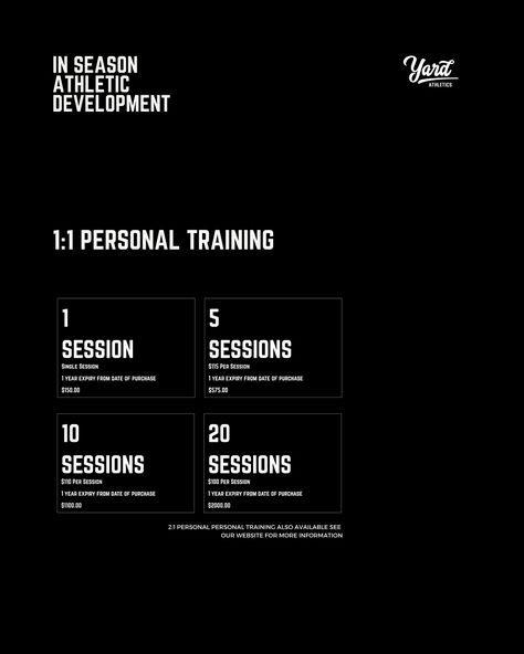 Want to be the best at your sport? Yard Athletics will get you performing at your peak with our elite training programs. Train smarter, stay stronger, and perform at your best with coaches who have first hand experience on which training is needed for you. Choose from our in season athletic development options designed to level up your game: - Custom Training Tailored programs focused on your unique goals and needs. - Proven Success: 15+ years of helping athletes reach new heights, from... Training Program, Focus On Yourself, Program Design, Personal Training, Be The Best, Training Programs, Level Up, Coaching, Yard