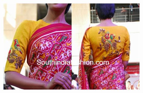 Beautiful yellow raw silk hand work blouse embellished with zardosi work and colorful thread work parrots designed by Gaurang Shah. Related PostsMaggam work Silk saree BlouseMango Design Pearl Work BlouseBeautiful Wedding Saree Blouse DesignsFull Work Blouse for Wedding Sarees Jardoshi Work Design, Zardosi Work Blouse Weddings, Zardosi Work Blouse, Zardosi Work, Pattu Saree Blouse Designs, Saree Blouse Neck Designs, Sari Blouse Designs, Wedding Blouse Designs, Indian Saree Blouses Designs