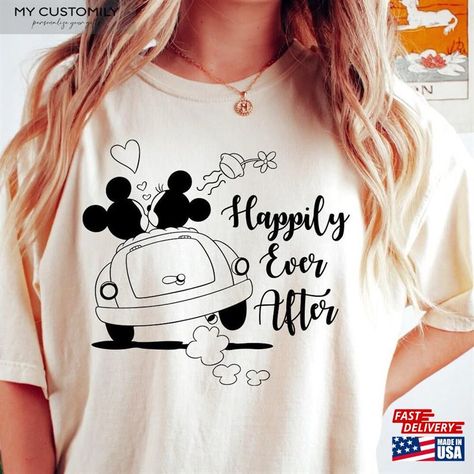 Happily Ever After Disney, Disney Bride, Mickey Mouse Shirt, Bride And Groom Gifts, Disney Shirt, Mickey And Minnie, Groom Gift, Just Married, Happily Ever After