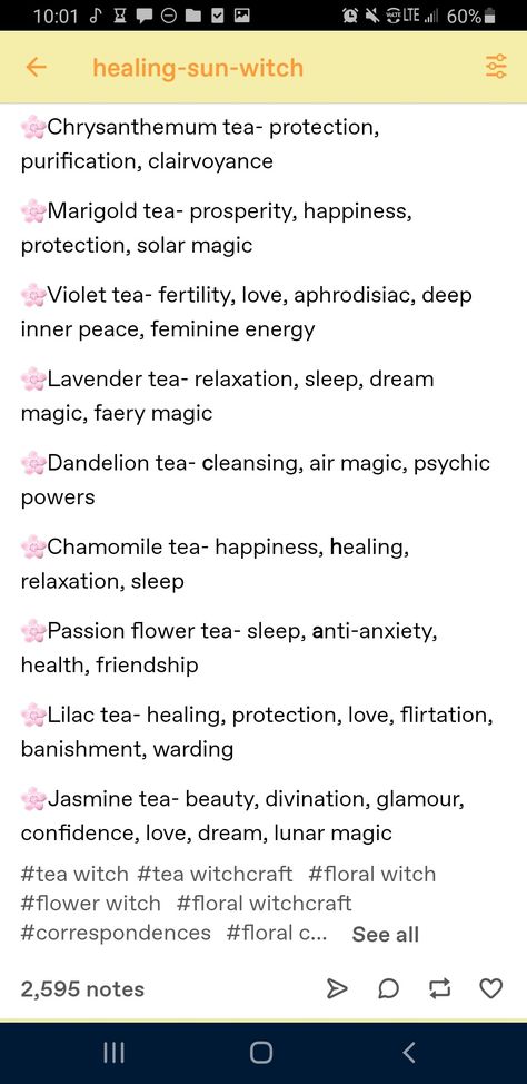 Passion Flower Magical Properties, Tea Magick, Marigold Tea, Fae Magic, Myrtle Flower, Passion Flower Tea, Witch Apothecary, Tea Facts, Chrysanthemum Tea