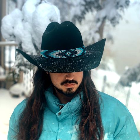 Ranch Hands Cowboy, Ian Munsick, Flat Brim Feathered Ranch Hat, Teal Kimes Ranch Hat, Yellowstone Ian Bohen, Kimes Ranch Hats, Red Dirt Country, Greeley Hat Works, Cowboy Photography