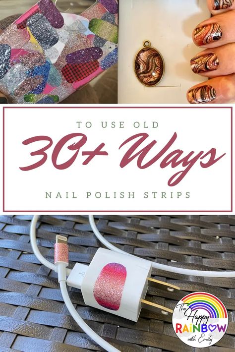 Stuck with a bunch of old nail polish strips you don't know what to do with? There are many ways you can DIY with them. Click to learn how! Nail Polish Crafts Diy, Old Nail Polish, Nail Polish Crafts, Happy Rainbow, Inexpensive Crafts, Diy Nail Polish, Jamberry Nail Wraps, Can Diy, Street Nails