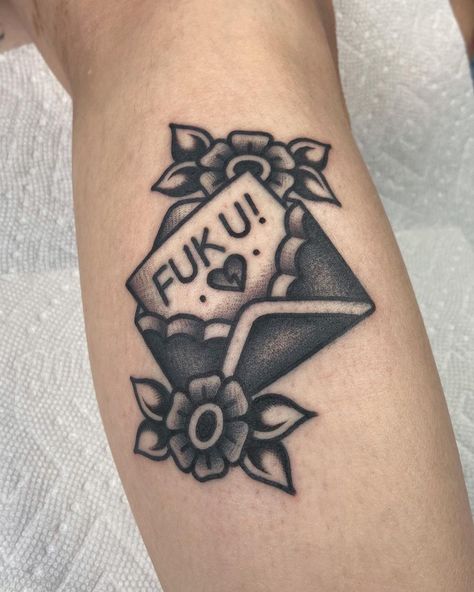 Taylor Rauma on Instagram: “Dear: Everyone ♥️ ....jk luv u . . . #traditionaltattoos #traditionaltattoo #tradeoffink #flashworkers #vancouvertattoo…” Traditional Envelope Tattoo, Envelope Tattoo, Open Envelope, Vancouver Tattoo, Luv U, Tattoo Traditional, S Tattoo, Deathly Hallows Tattoo, Traditional Tattoo