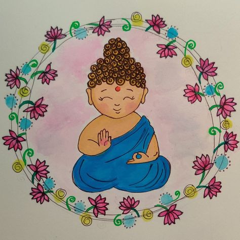 Cute little baby Buddha Baby Buddha Drawing, Buddha Rangoli, Cute Buddha, Beer Bottle Art, Buddha Drawing, Applique Wall Hanging, Buddha Tattoo Design, Baby Buddha, Little Buddha