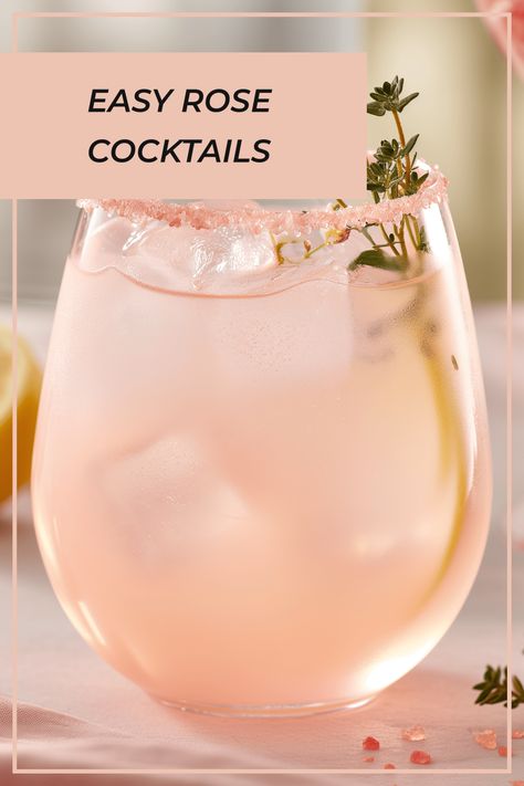 Discover a variety of quick and delightful rose cocktail recipes, including a floral elixir, a refreshing rose mocktail, and a zesty rose lemonade. Try the rose mocktail for a unique blend of floral, tangy, and effervescent flavors enhanced with thyme, honey, and ginger. Mocktails Floral, Rose Cocktails, Rose Cocktail Recipes, Lemonade Cocktail Recipe, Cottage Recipes, Rose Drink, Cottage Meals, Thyme Honey, Easy Rose