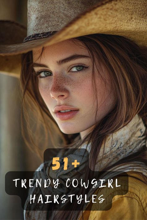 Achieve elegance with 51 cowgirl hairstyles. Featuring polished updos, sleek waves, and refined braids, these styles bring sophistication to any Western ensemble. Discover how to blend elegance with cowgirl charm. Click to explore these elegant ideas! 🤠🌾 #ElegantCowgirlHairstyles #SophisticatedWesternLook #PolishedUpdos #SleekWaves #RefinedBraids Western Hairstyles For Long Hair, Hair Styles For Cowboy Hats, Cowboy Hairstyles Woman, Western Hairstyles For Short Hair, Cute Cowgirl Hairstyles, Cowboy Hat Hairstyles, Cowgirl Hair Styles, Cowgirl Poses, Cowgirl Hairstyles