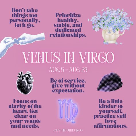 Venus, the planet of love, moves into Virgo this weekend and things get real in this energy! 💘 swipe for the vibes! ♍️ #Listentothevirgo Venus In Virgo Aesthetic, Virgo Venus Style, Venus The Planet, Virgo Planet, Venus In Virgo, Birth Signs, Virgo Traits, Witch Spell Book, Witch Spell