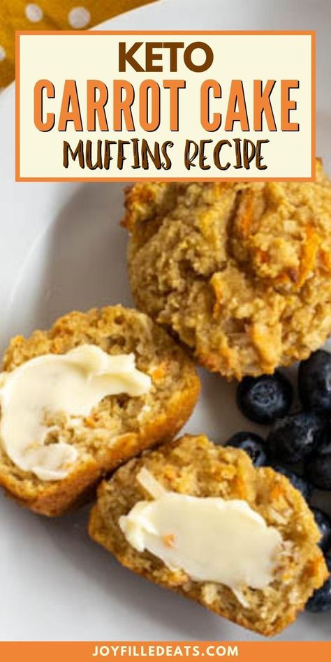 These Keto Carrot Cake Muffins are perfection in every bite! Made with shredded carrots and almond flour, you can rest easy knowing that every bite will be low-carb and delicious. Not only are these keto muffins low carb and only 2.4 net carbs each, but they're also sugar-free as well! Keto Carrot Cake Muffins, Low Sugar Muffins, Keto Carrot Cake, Carrot Cake Muffin Recipe, Healthy Carrot Cake Muffins, Sugar Free Carrot Cake, Sugar Free Muffins, Keto Muffin Recipe, Low Sugar Diet Recipes