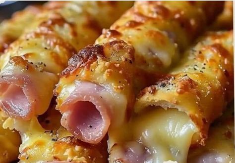 Ham and Cheese Sticks Baked Ham And Cheese Sticks, Ham Cheese Pinwheels Crescent, Ham And Cheese Sticks Crescent Rolls, Ham And Cheese Sticks, Ham And Cheese Rollups, Cheddar Cheese Sticks, Ham And Cheese Crescent Rolls, Ham Delights, Spring Cooking