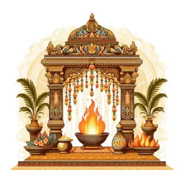 Indian Bride Vector, Mandir Illustration, Indian Marriage Decoration, Hindu Temple Art, Indian Wedding Elements, Wedding Mandap Design, Hawan Kund, Marigold Wedding Decoration, Temple Png