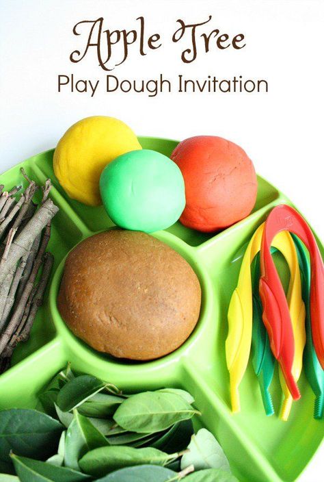 Play Dough Invitation, Preschool Apple Theme, Loose Part, Apple Preschool, Apple Unit, Playdough Activities, Apple Activities, Apple Craft, Tree Study