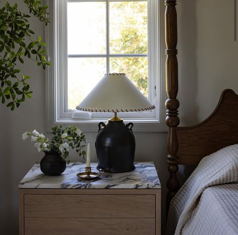 Our Davis 2-Drawer Nightstand, Marble Top placed in @southharlow’s #Projectclaridad primary suite, where every detail is perfection. Thank you! Featured: Davis 2-Drawer Nightstand, Marble Top in Natural Oak and Calacatta Viola Interior Design @southharlow Photography @naderessaphoto Large Nightstand Decor, Bedroom Nightstands Decor, Nightstand Marble, Nightstand With Marble Top, Marble Top Nightstand, Bedroom Nightstand Decor, Large Nightstand, Nightstand Styling, Calacatta Viola