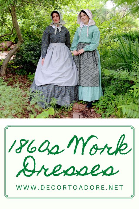 1860s Work Dresses - Decor to Adore Victorian Work Dress, 1860s Dress Pattern, 1860s Work Dress, 1860s Aprons, Victorian Clothes Women, Frontier Dress, 1860s Day Dress, Samurai Photography, Historic Dresses