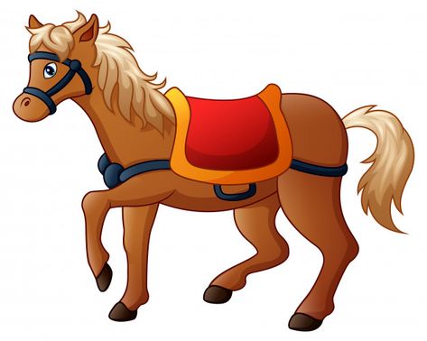 Ilustración de vector de caballo de dibujos animados con silla de montar Vector Premium Horse Cartoon, King Horse, Man On Horse, Best Nature Images, Farm Day, Horse Heart, Wild Animals Pictures, Kings Man, Cartoon Gifs