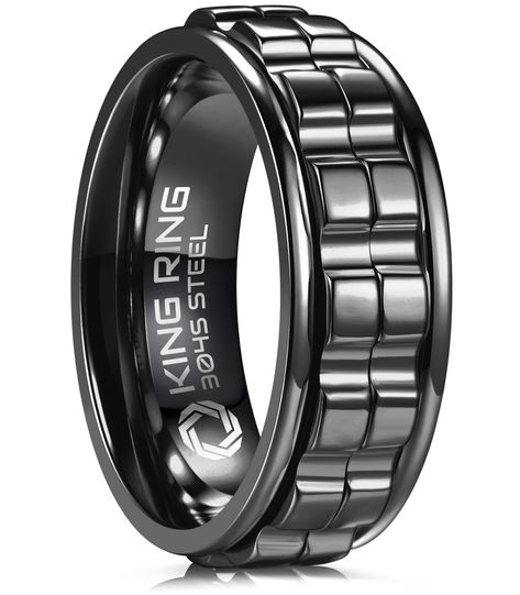 PRICES MAY VARY. King Ring: It means quality. A USA based team of innovators who strive to make really good rings at an affordable price. Second release: Our updated gear spinner ring. The gear part is wider and the rotation is smoother. We took into account all complaints and suggestions. High standard: Made of pure 304S steel that is fine polished, durable, non-fade, hypoallergenic and scratch resistant. Always fresh and vivid. Safe and comfort: Keep your fingers safe with fully eco-friendly s Spinny Rings, Fantasy Jewelry Magic, Ring Symbolism, Jewelry Magic, Gear Ring, King Ring, Unique Mens Rings, How To Wear Rings, Sunflower Ring