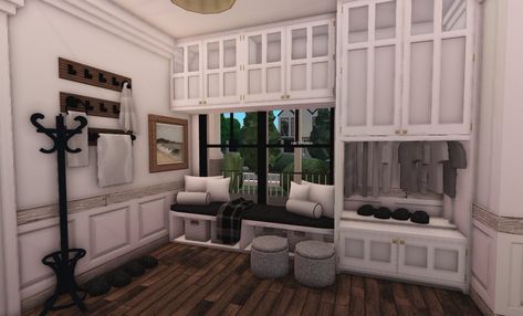 Small Office Bloxburg, Cute Bloxburg Office, Mudroom Bloxburg Ideas, Entry Bloxburg Ideas, Foyer Ideas Entryway Bloxburg, Hallway Decor Bloxburg, Bloxburg Sitting Room Ideas, Bloxburg Enterway Ideas, Porch Bloxburg Ideas