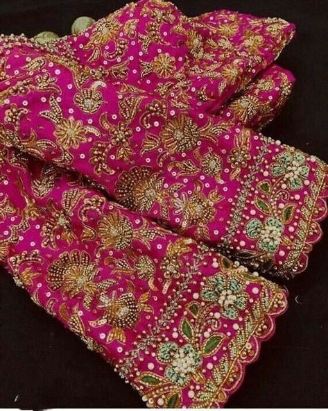 Embroidery French Knot, Gold Blouse Designs, Green Blouse Designs, Pink Blouse Designs, Blue Blouse Designs, Silk Saree Blouse Designs Patterns, Maggam Blouse, Latest Bridal Blouse Designs, Latest Blouse Designs Pattern