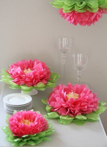 Hanging Paper Flowers, Tissue Flowers, Girls Party Decorations, Diy Flores, Folding Origami, Crepe Paper Flowers, Tissue Paper Flowers, Paper Flower Tutorial, Paper Flowers Diy