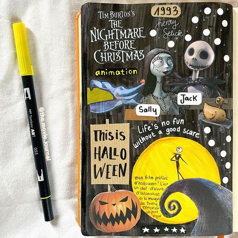 Nightmare Before Christmas Movie, Magazine Design Cover, Movie Journal, Christmas Films, Tim Burton Art, Bullet Journal Ideas Templates, Halloween Movie, Christmas Journal, Bullet Journal Writing