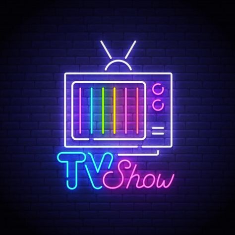 Tv show neon sign | Premium Vector #Freepik #vector #background #logo #banner #flyer Tv Show Logos, Logo Tv, Tv Icon, Neon Logo, Graphic Design Agency, Graphic Design Fonts, Lit Wallpaper, Neon Design, Great Logos