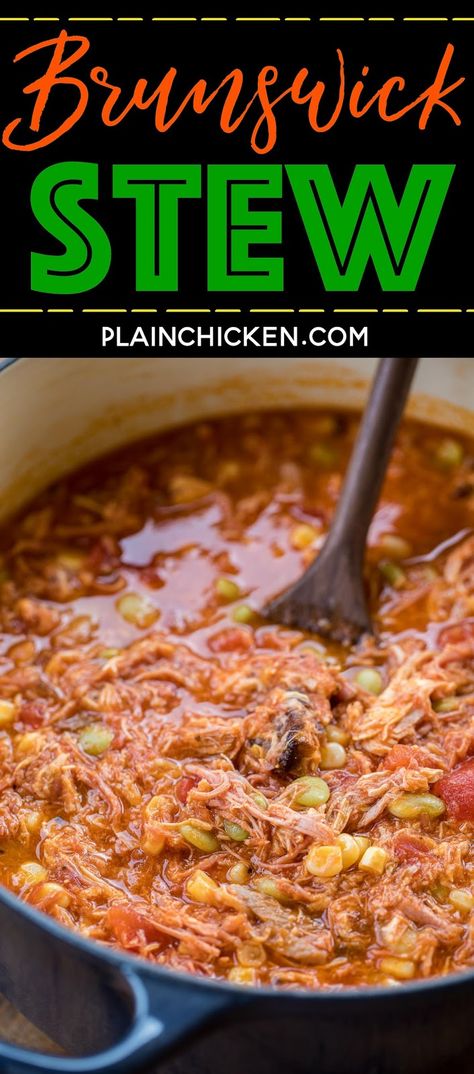 Recipe For Brunswick Stew, Best Brunswick Stew Recipe, Stew Recipes Crockpot, Brunswick Stew, Corn Chicken, Pork Chicken, Supper Ideas, Lima Beans, Instapot Recipes