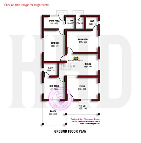 Ground floor plan House With Floor Plan, Modern 4 Bedroom House, 20x30 House Plans, South Facing House, North Facing House, 30x40 House Plans, Free Floor Plans, 2bhk House Plan, Indian House Plans