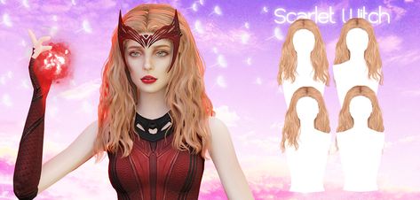 Sims 4 Cc Patreon, Scarlet Witch Costume, Los Sims 4 Mods, Phoenix Hair, Witch Hair, Cc Patreon, Mod Hair, Pelo Sims, Sims 4 Cc Folder