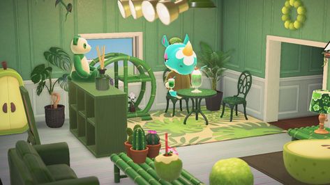 Acnh Happy Home Paradise Azalea, Acnh House, Happy Home Paradise, Green Interior Design, Album Journal, Happy Home Designer, Green Furniture, Animal Crossing Pocket Camp, Camp Ideas